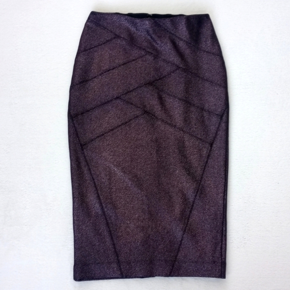 Express Purple Iridescent Shimmery Metallic Wiggle Straight Pencil Skirt 0